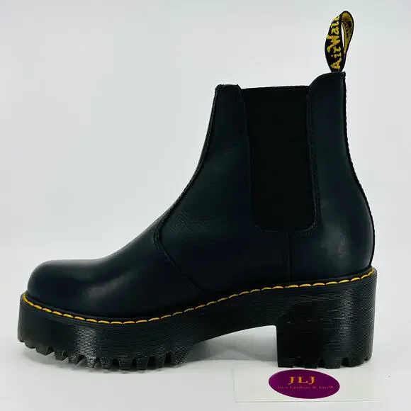 Dr. Martens Women's Rometty Black Wyoming Leather Platform Chelsea Boots Size 7 - Picture 8 of 11